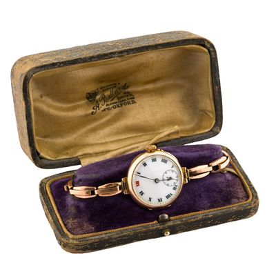 9K Rose Gold Antique Swiss Wrist Watch