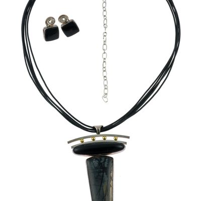Deborah Close Sterling Silver and Gemstone Necklace and Earrings