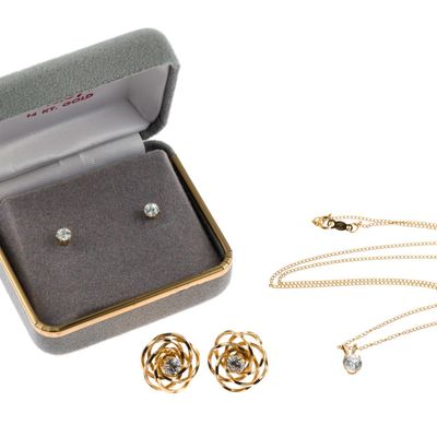 3 14K Gold and CZ Jewelry