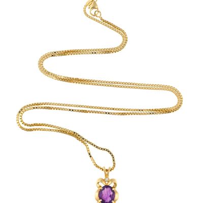14K Gold and Amethyst Pendant Necklace