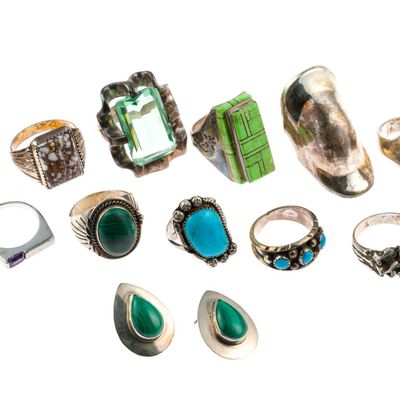 Sale Photo Thumbnail #129: 11 Sterling Silver Rings and Earrings