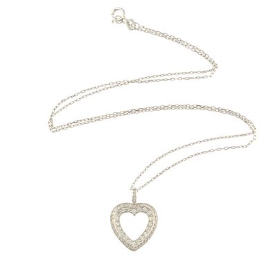 14K White Gold and Diamond Pendant Necklace
