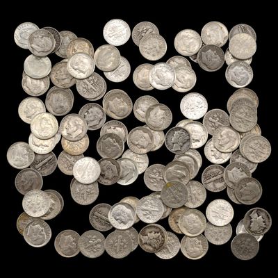 Sale Photo Thumbnail #305: One Hundred Seven Silver Dimes