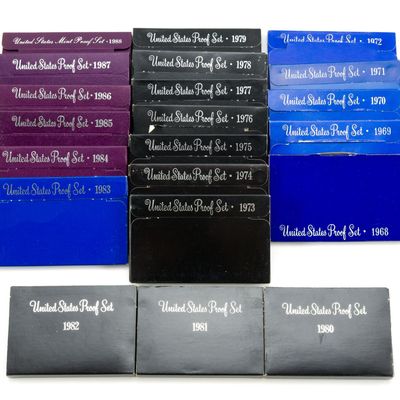 Sale Photo Thumbnail #330: Twenty One Proof Sets1968 Through 1988