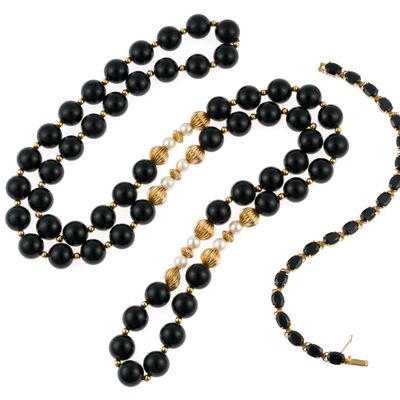 Sale Photo Thumbnail #113: 14K Gold and Onyx Bracelet and Necklace