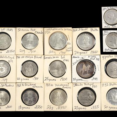 Sale Photo Thumbnail #180: Sixteen Uncirculated Silver European Coins