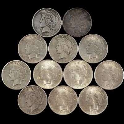 Sale Photo Thumbnail #300: Twelve Peace Silver Dollars