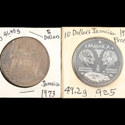 Sale Photo Thumbnail #155: Two Large Sterling Silver Jamaica Coins