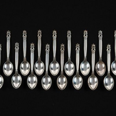 Sale Photo Thumbnail #421: 20 Pieces Georg Jensen Acorn Sterling Silver