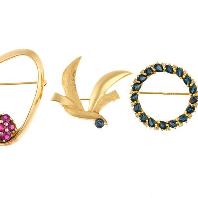 Four 14K Gold Brooches