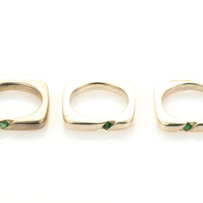 Sale Photo Thumbnail #151: 3 Sterling Silver And Emerald Rings