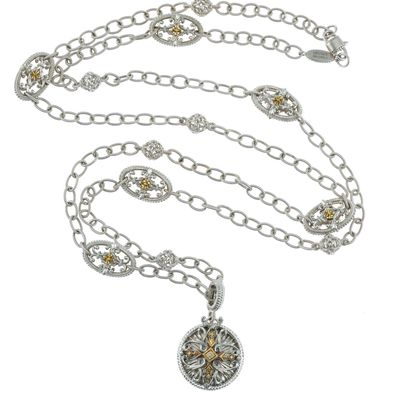 Gabriel & Co. 18K Gold, Sterling Silver, and Steel Necklace By