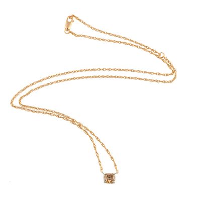 14K Gold and .84 Ct Cognac Diamond Pendant Necklace