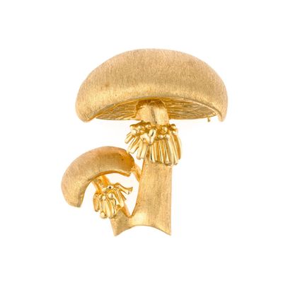 14K Gold Mushroom Brooch