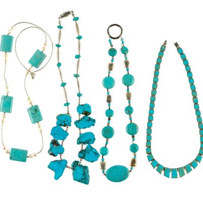 Sale Photo Thumbnail #128: Four Sterling Silver and Turquoise Necklaces