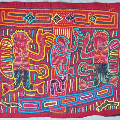Sale Photo Thumbnail #6: Guna Mola Panel Spirit Figure with Serpent