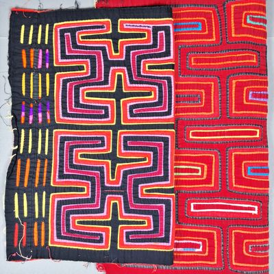 Sale Photo Thumbnail #194: Group of 2 Guna Mola Panels Abstract Geometric