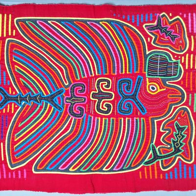 Sale Photo Thumbnail #63: Guna Mola Panel Large Fish in Cap