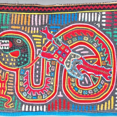 Sale Photo Thumbnail #235: Guna Mola Panel Man Battling Serpent