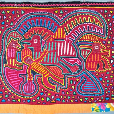 Sale Photo Thumbnail #4: Guna Mola Panel Large Bird with Reclining Figure