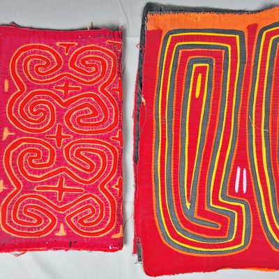 Sale Photo Thumbnail #190: Group of 2 Guna Mola Panels Abstract Organic