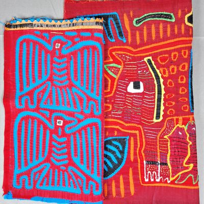 Sale Photo Thumbnail #192: Group of 2 Guna Mola Panels Animals