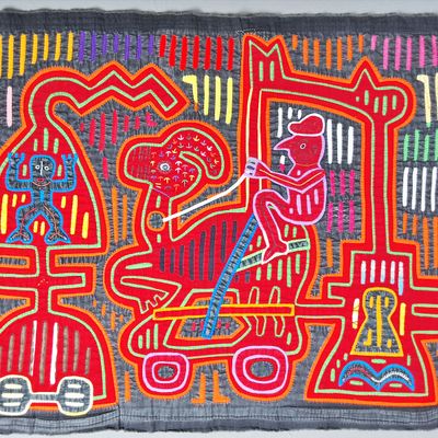 Sale Photo Thumbnail #50: Guna Mola Panel Animal-Machine Hybrid with Spirit Figures