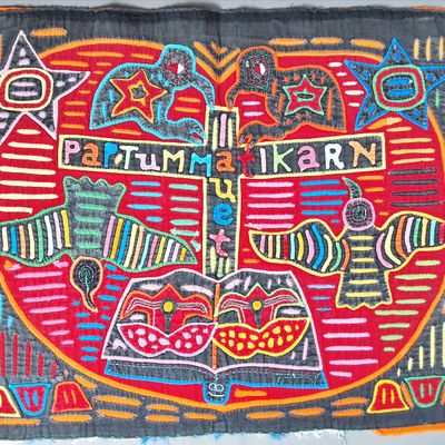 Sale Photo Thumbnail #148: Guna Mola Panel Birds with Open Bible