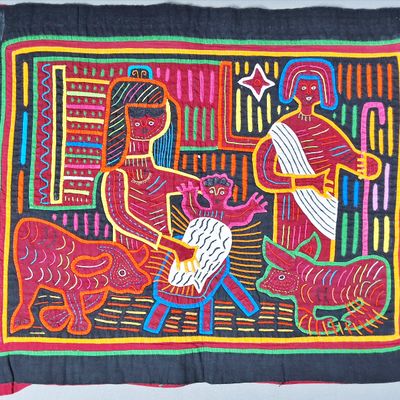 Sale Photo Thumbnail #44: Guna Mola Panel Nativity Scene