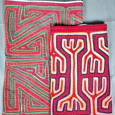 Sale Photo Thumbnail #211: Group of 2 Guna Mola Panels Abstract Linear