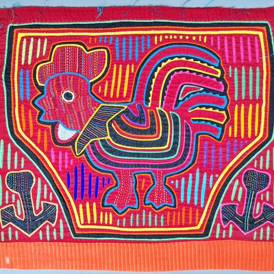 Sale Photo Thumbnail #51: Guna Mola Panel Rooster with Anchors