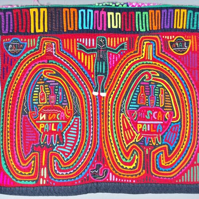 Sale Photo Thumbnail #52: Guna Mola Panel Paired Oval Compositions