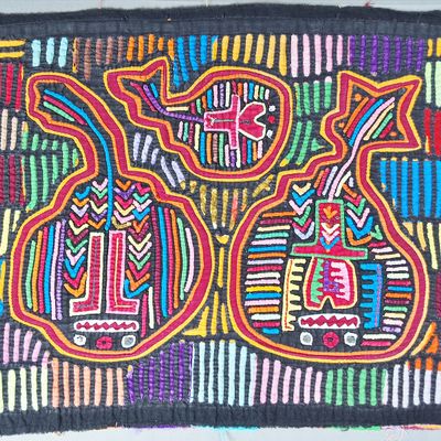 Sale Photo Thumbnail #37: Guna Mola Panel Spiritual Gourd Forms
