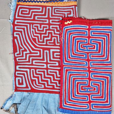 Sale Photo Thumbnail #195: Group of 2 Guna Mola Panels Maze