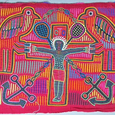 Sale Photo Thumbnail #41: Guna Mola Panel Cruciform Spirit Figure