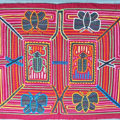 Sale Photo Thumbnail #8: Guna Mola Panel Scarab Beetles and Butterflies