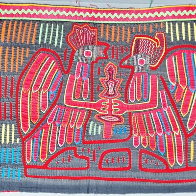 Sale Photo Thumbnail #78: Guna Mola Panel Paired Spirit Birds