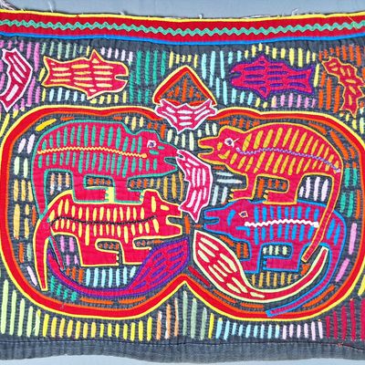 Sale Photo Thumbnail #61: Guna Mola Panel Caimans with Fish