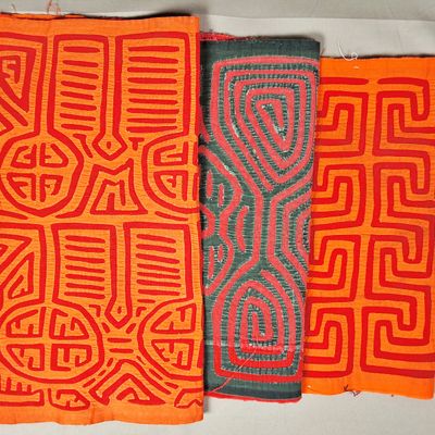 Sale Photo Thumbnail #219: Group of 3 Guna Mola Panels Geometric Abstracts