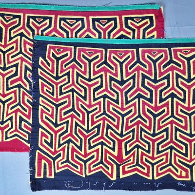 Sale Photo Thumbnail #156: Pair of Guna Mola Panels Interlocking Chevron Pattern