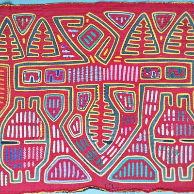 Sale Photo Thumbnail #100: Guna Mola Panel Abstract Spiritual