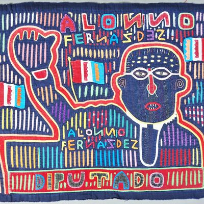 Sale Photo Thumbnail #15: Guna Mola Panel Political Portrait Alonso Fernandez