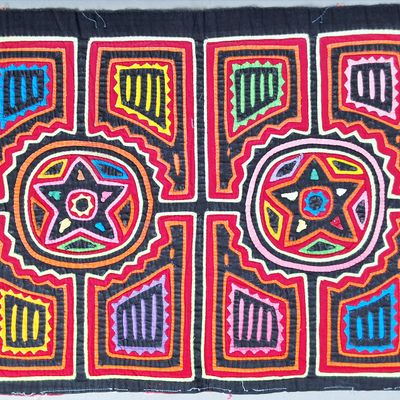 Sale Photo Thumbnail #126: Guna Mola Panel Paired Star Medallions
