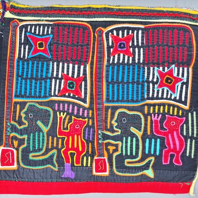 Sale Photo Thumbnail #70: Guna Mola Panel Flag of Panama with Spirit Figures