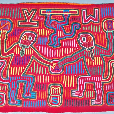 Sale Photo Thumbnail #73: Guna Mola Panel Two Confronting Figures