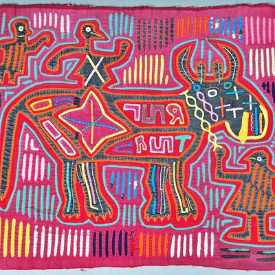 Sale Photo Thumbnail #76: Guna Mola Panel Horned Bull
