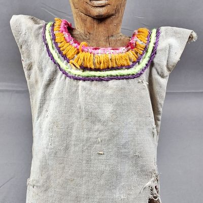 Sale Photo Thumbnail #106: Guna Nuchu Carved Wood Medicine Figure with Embroidered Cotton Tunic