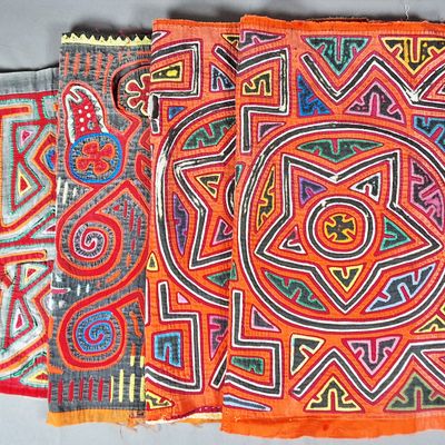 Sale Photo Thumbnail #247: Group of 4 Guna Mola Panels Geometric Abstracts