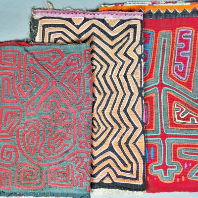 Sale Photo Thumbnail #216: Group of 3 Guna Mola Panels Geometric Abstracts