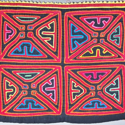 Sale Photo Thumbnail #120: Guna Mola Panel Geometric Cross Medallions